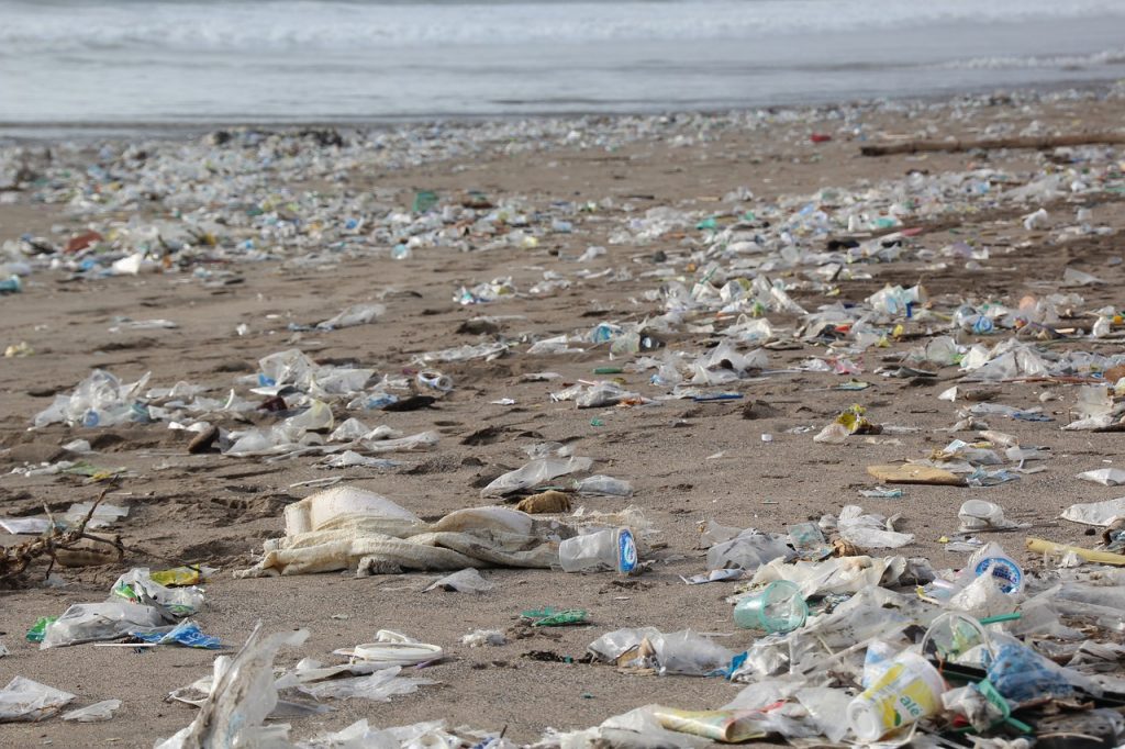 plastic waste on beach 1024x682